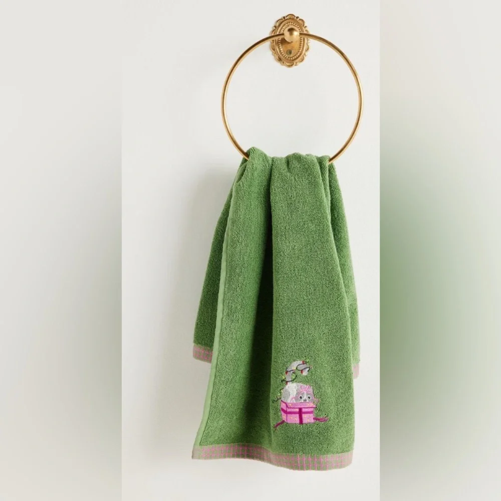 Anthropologie Embroidered Hand Towel